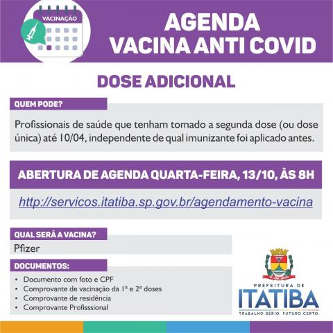 Agenda de vacinação anti Covid-19 - 06 de outubro de 2021